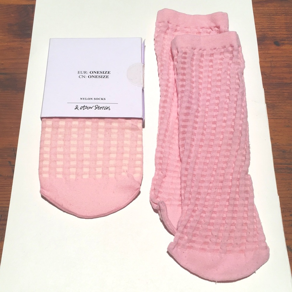 & Other Stories pink gingham pattern sheer socks (NWT + bonus pair!)